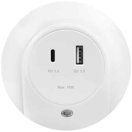 LED Night Light with Dusk Sensor and 18W USB Charger