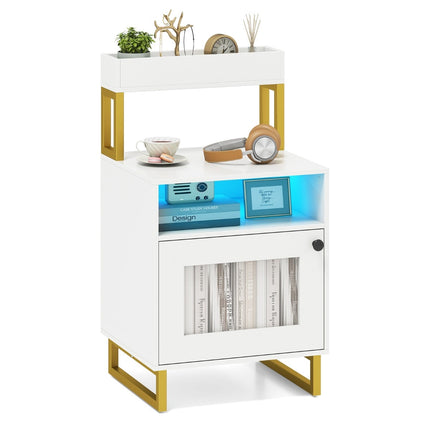 LED Nightstand with Adjustable Lighting and Storage