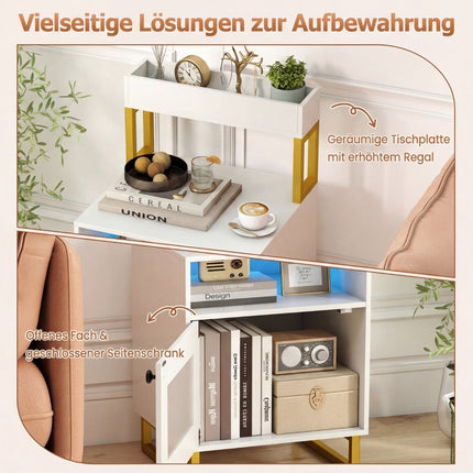 LED Nightstand with Adjustable Lighting and Storage