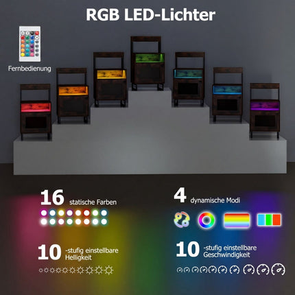 LED-Nachttisch mit einstellbarer Beleuchtung und Stauraum