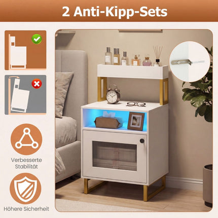 LED Nightstand with Adjustable Lighting and Storage