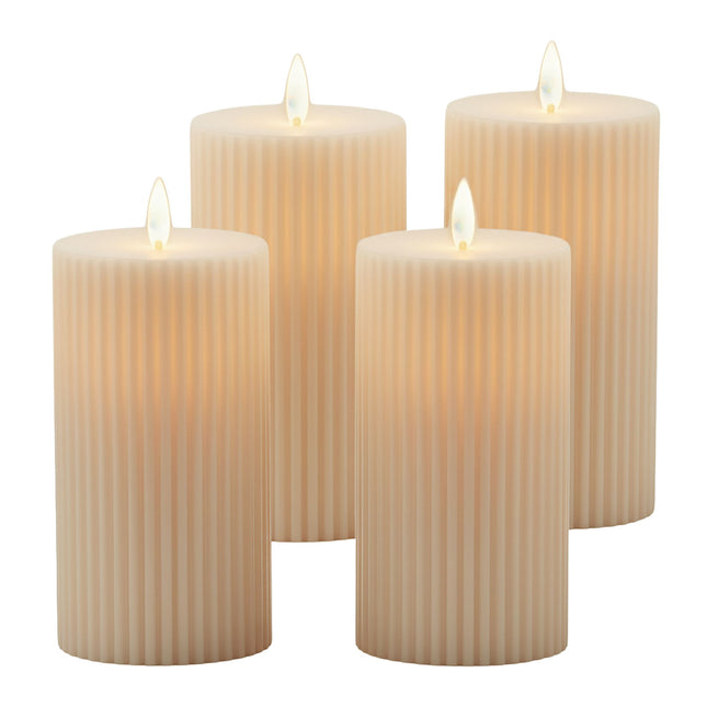 LED Stumpenkerzen, flammenlos, warmweiß, 4er-Set