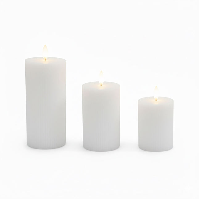 LED-Echtwachskerzen ohne Flamme, 3er-Set