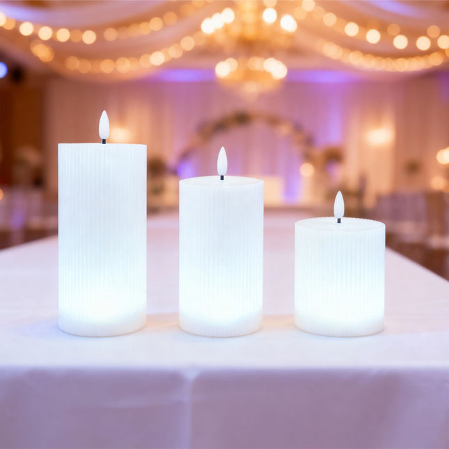 LED-Echtwachskerzen ohne Flamme, 3er-Set