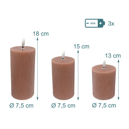 LED-Echtwachs-Flammenlose Kerzen – 3er-Set