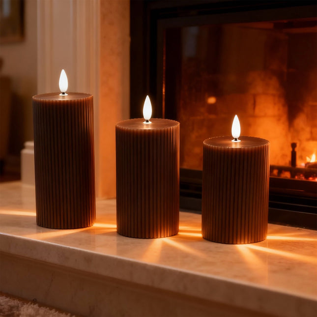 LED Real Wax Flameless Candles – Set of 3