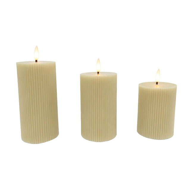 LED-Echtwachs-Kerzen ohne Flamme, 3er-Set