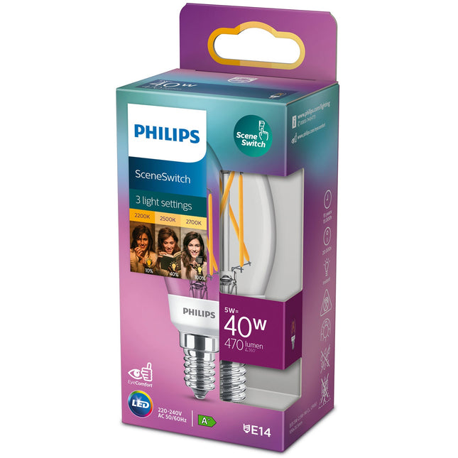 LED SceneSwitch E14 P45 Crown 40-18-9W Klar
