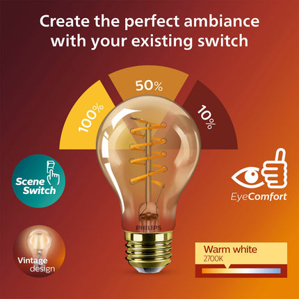 Ampoule LED SceneSwitch E27 A60 7-3,8-1W (50W) Déco spirale