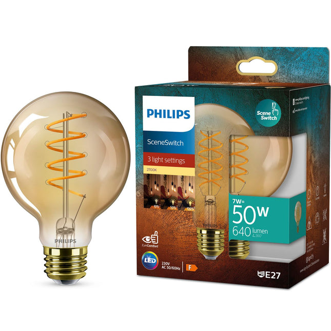 LED SceneSwitch E27 G95 7-3,8-1W (50W) Dekospirale