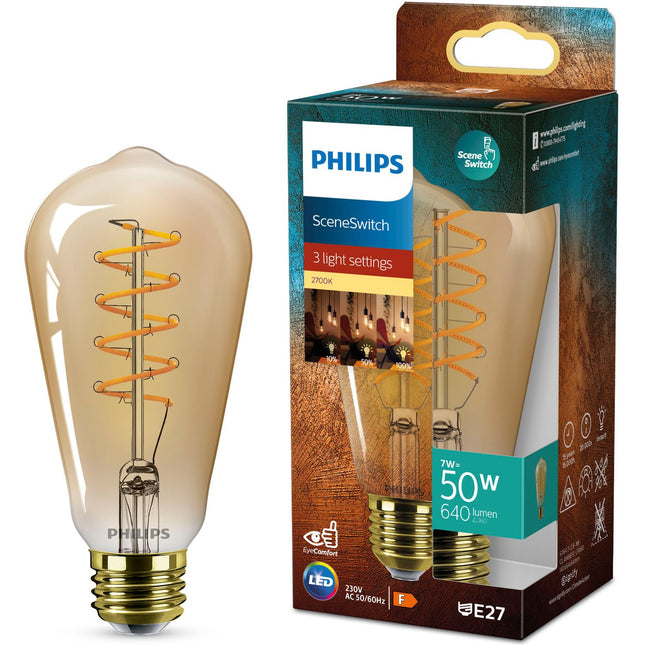 LED SceneSwitch E27 ST64 7-3,8-1W (50W) Dekospirale