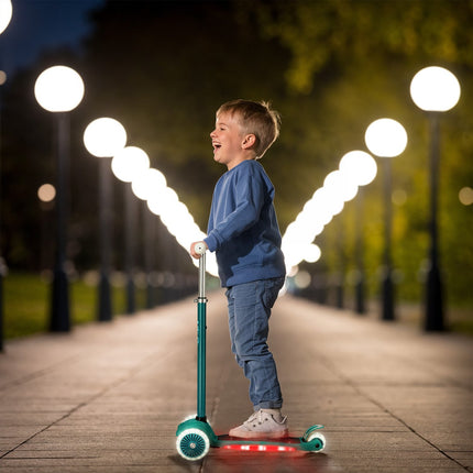 LED-Scooter, Grün – Höhenverstellbar, Klappbar