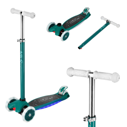 LED-Scooter, Grün – Höhenverstellbar, Klappbar