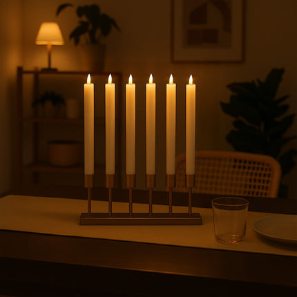 LED Taper Candles with Timer and Remote, Set of 6