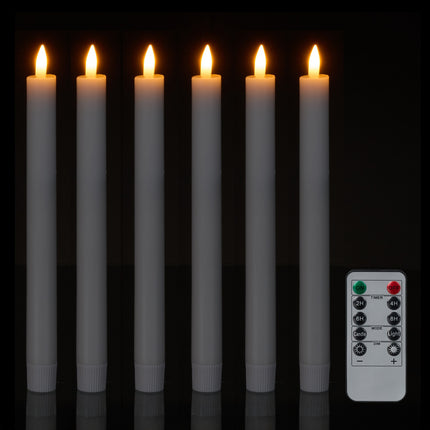 LED Taper Candles with Timer and Remote, Set of 6