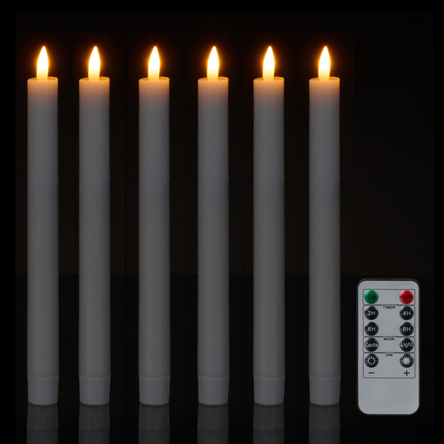 LED-Stabkerzen mit Timer und Fernbedienung, 6er-Set