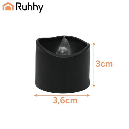 LED-Teelichter, Schwarz, 12er-Pack, 3,6 cm, Batterie enthalten