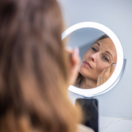 LED Vanity Mirror With Qi Wireless Charger, 8-Inch