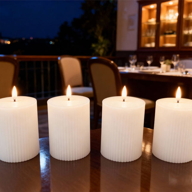 LED-Wachskerzen, flammenlos, flackernde Flamme, 4er-Pack