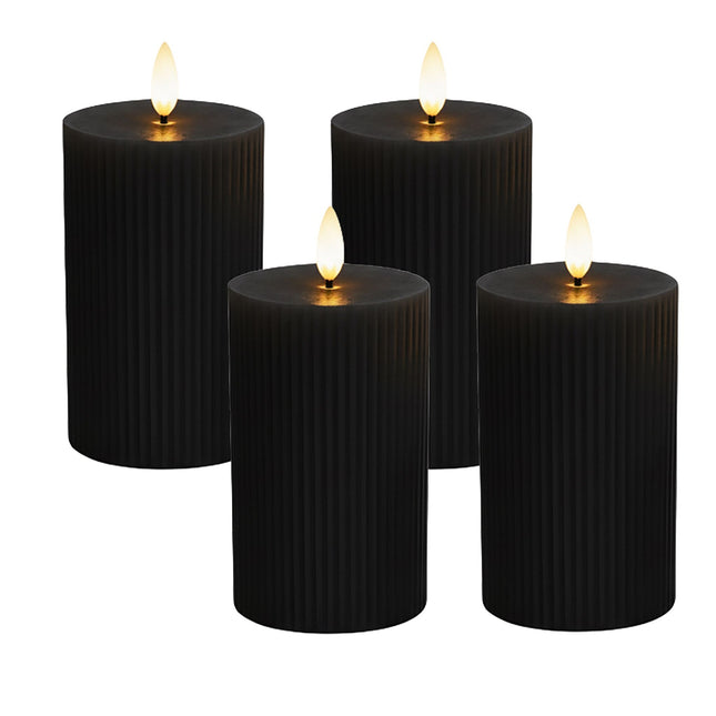 LED-Wachskerzen, flammenlos, flackernde Flamme, 4er-Set