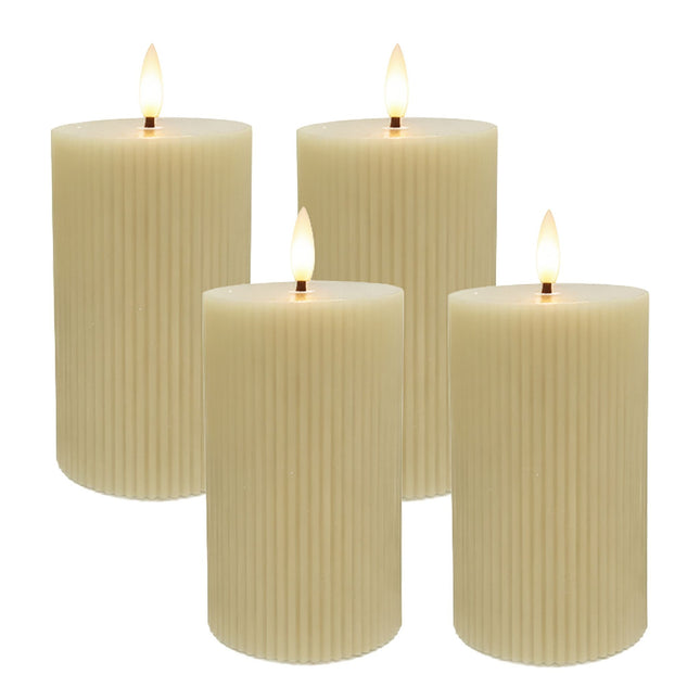 LED-Wachskerzen, flammenlos, flackernd, 4er-Set
