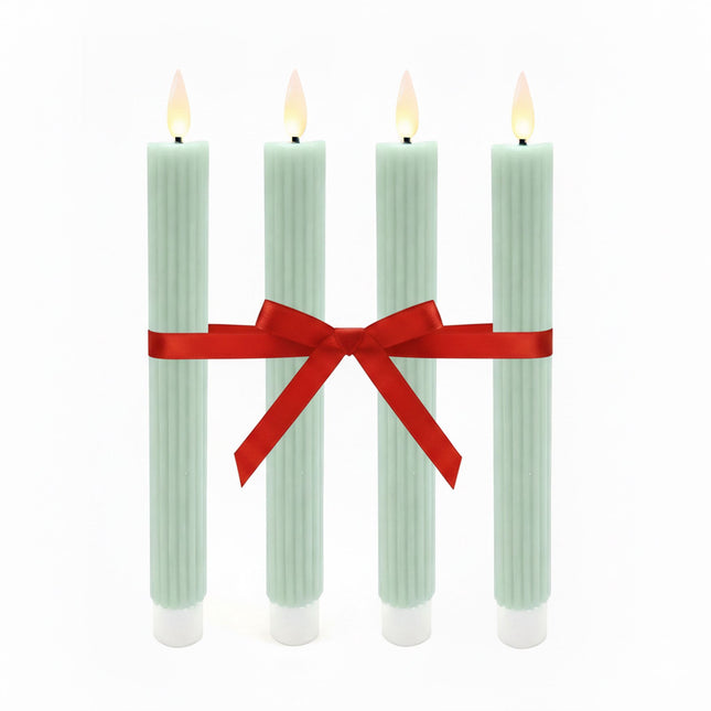 LED-Stabkerzen aus Wachs, 4er-Set, flammenlos mit Timer