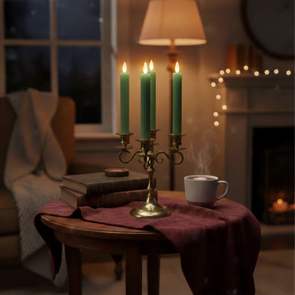 LED-Wachskerzen, 4er-Set, flammenlos mit Timer
