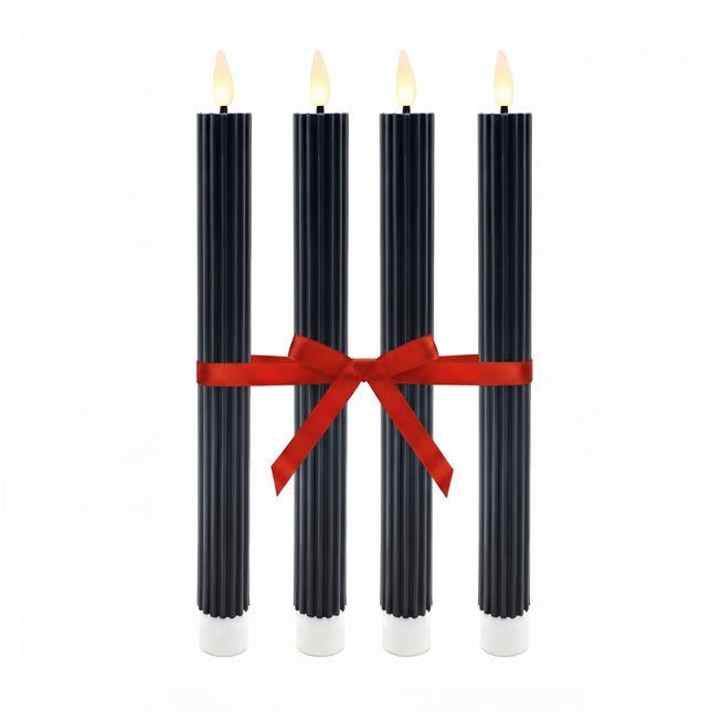 LED-Stabkerzen aus Wachs, 4er-Set, flammenlos mit Timer