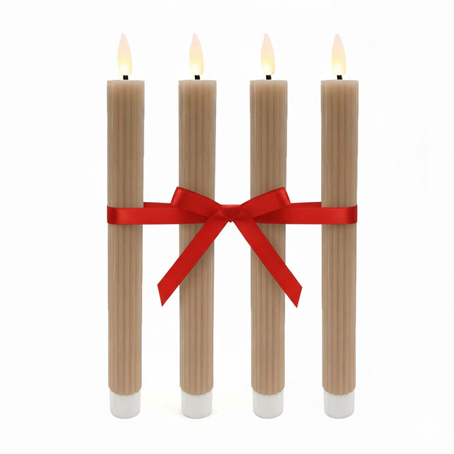 LED Wachs-Stabkerzen, 4er-Set, flackernde Flamme