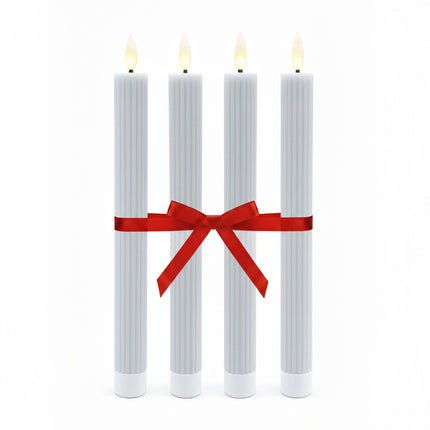 LED-Stabkerzen aus Wachs, 4er-Set, flackernde Flamme