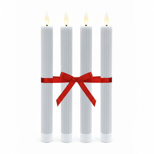 LED-Stabkerzen aus Wachs, 4er-Set, flackernde Flamme