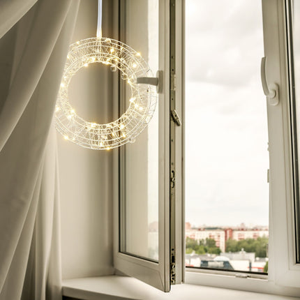 LED světelný věnec, 25cm – teplá bílá, do interiéru