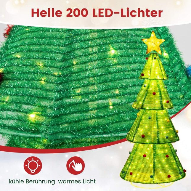 LED umělý vánoční stromek 190cm osvětlený vánoční stromek s 200 LED světly