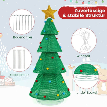 LED künstlicher Weihnachtsbaum 190cm beleuchteter Weihnachtsbaum mit 200 LED Lichtern