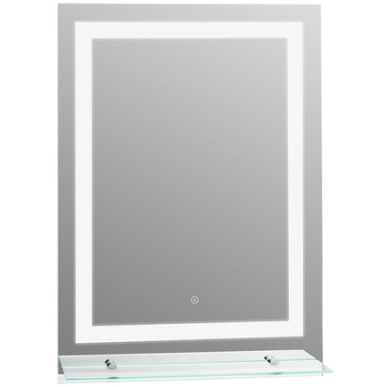 LED-Badezimmerspiegel, 22W, beleuchtet mit Glasablage, 70x50cm