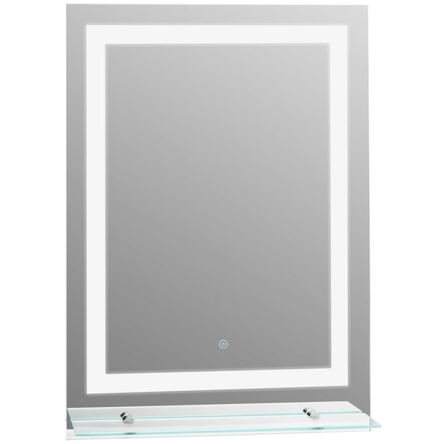 LED-Badezimmerspiegel, 22W, beleuchtet mit Glasablage, 70x50cm