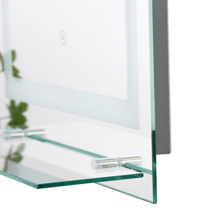 LED-Badezimmerspiegel, 22W, beleuchtet mit Glasablage, 70x50cm