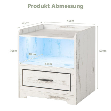 LED Nachttisch Intelligenter Nachttisch mit 2 USB-Anschlüssen Weiß