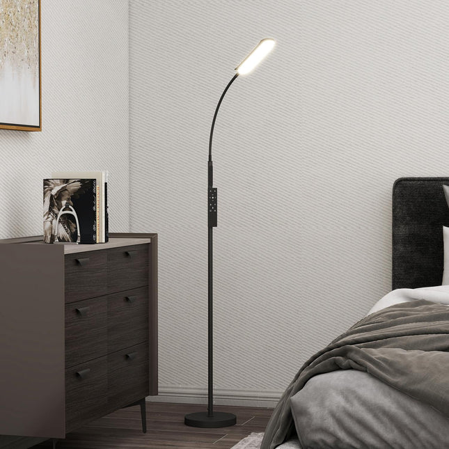 LED-Stehleuchte, 5 Modi, Memory-Funktion, einstellbare Helligkeit, Stahl, schwarz