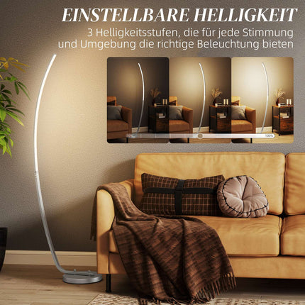 Dimmbare silberne Stehlampe mit einstellbarer Helligkeit