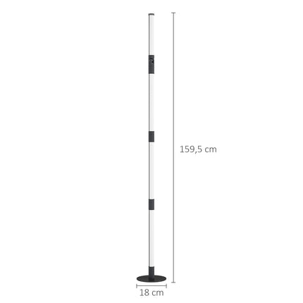 LED vloerlamp woonkamer vloerlamp met afstandsbediening, app-bediening, dimbare vloerlamp met timer, muzieksynchronisatie, vloerlamp met scènemodi, voor slaapkamer, donkergrijs