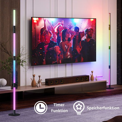 LED vloerlamp woonkamer vloerlamp met afstandsbediening, app-bediening, dimbare vloerlamp met timer, muzieksynchronisatie, vloerlamp met scènemodi, voor slaapkamer, donkergrijs