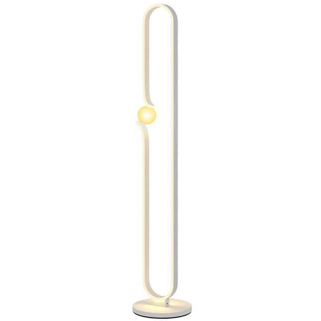 LED-Stehleuchte, Notendesign, Glasschirm, Metall, Kunststoff, weiß