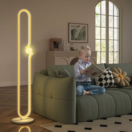 LED stojací lampa, design hudební noty, skleněné stínidlo, kov, plast, bílá