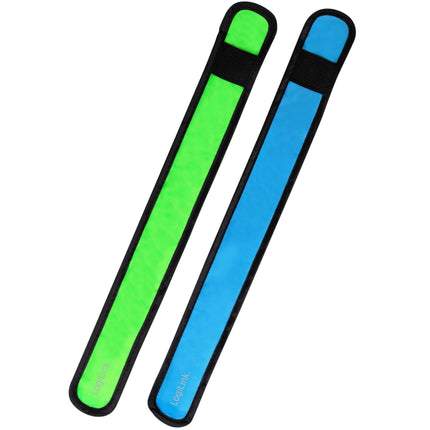 LED reflective tape Slap-wrap 2-pack Blue + Green