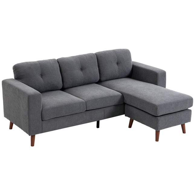 L-förmiges 3-Sitzer-Sofa mit umkehrbarer Recamiere, Dunkelgrau