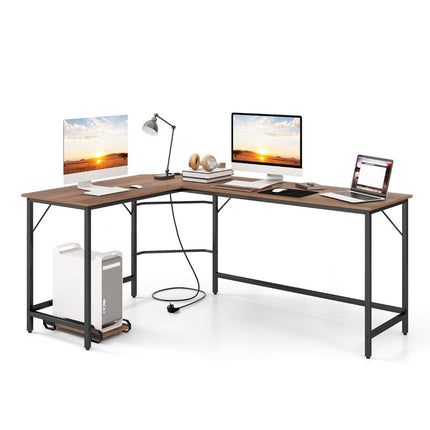 L-förmiger Computertisch, Steckdosen, USB, CPU-Ständer