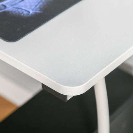 L-förmiger Schreibtisch mit Schubladen, Industriedesign Metall, weiß