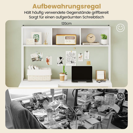L-förmiger Schreibtisch mit Bücherregal, Weiß – Platzsparendes Design