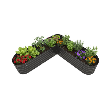 L-Shaped Metal Raised Garden Bed for Vegetables & Herbs
